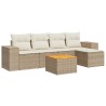 Salon de jardin avec coussins 6 pcs beige résine tressée 