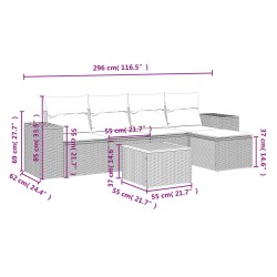 Salon de jardin avec coussins 6 pcs beige résine tressée 