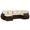 Salon de jardin avec coussins 6 pcs marron résine tressée 