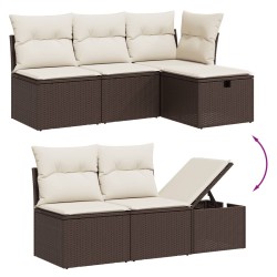 Salon de jardin avec coussins 6 pcs marron résine tressée 