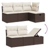 Salon de jardin avec coussins 6 pcs marron résine tressée 
