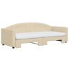 Lit de jour avec gigogne et matelas crème 80x200 cm tissu 