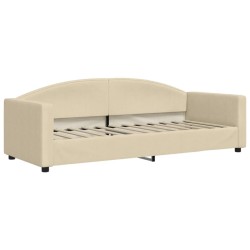 Lit de jour avec gigogne et matelas crème 80x200 cm tissu 