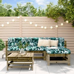 Salon de jardin 5 pcs avec coussins bois de pin imprégné 