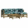 Salon de jardin 5 pcs avec coussins bois de pin imprégné 