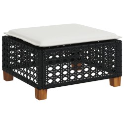 Salon de jardin 5 pcs avec coussins noir résine tressée 