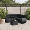 Salon de jardin 6 pcs avec coussins noir résine tressée 
