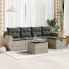 Salon de jardin 6 pcs avec coussins gris clair résine tressée 