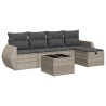 Salon de jardin 6 pcs avec coussins gris clair résine tressée 