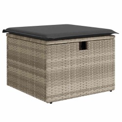 Salon de jardin 6 pcs avec coussins gris clair résine tressée 