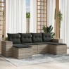 Salon de jardin 6 pcs avec coussins gris clair résine tressée 