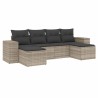 Salon de jardin 6 pcs avec coussins gris clair résine tressée 