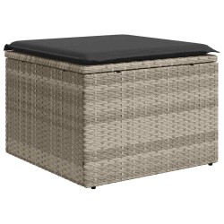 Salon de jardin 6 pcs avec coussins gris clair résine tressée 