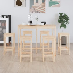 Ensemble de bar 7 pcs Bois de pin massif 