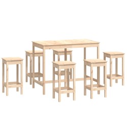 Ensemble de bar 7 pcs Bois de pin massif 