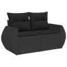Salon de jardin 6 pcs avec coussins noir résine tressée 