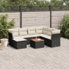 Salon de jardin 8 pcs avec coussins noir résine tressée 