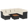 Salon de jardin 8 pcs avec coussins noir résine tressée 