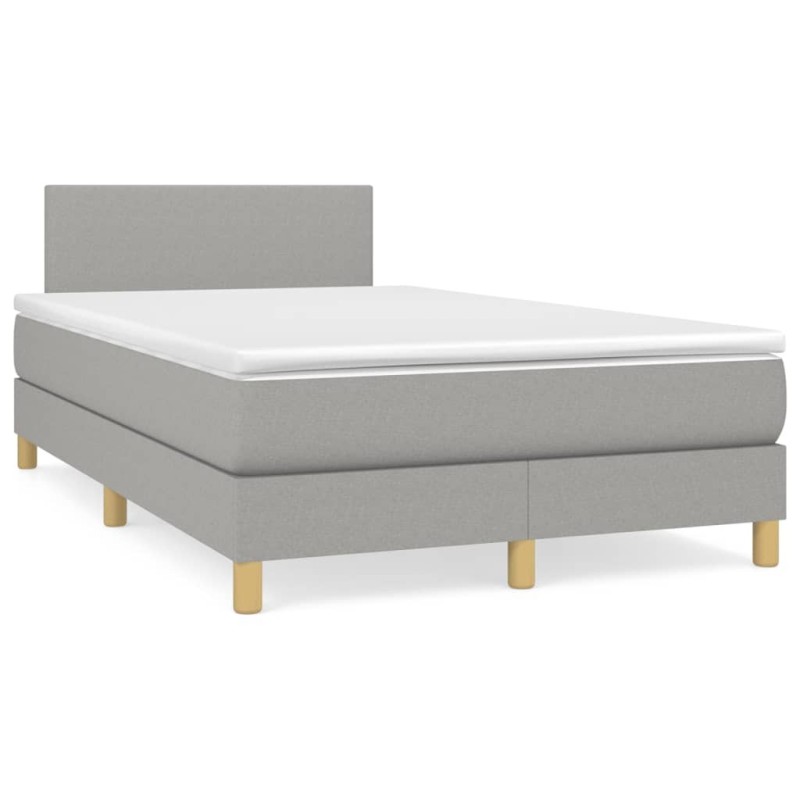 Sommier à lattes de lit matelas LED gris clair 120x190 cm tissu 