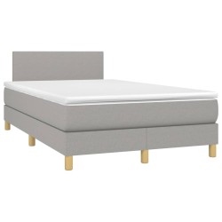 Sommier à lattes de lit matelas LED gris clair 120x190 cm tissu 