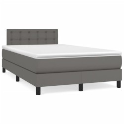 Sommier à lattes de lit avec matelas gris 120x190 cm similicuir 