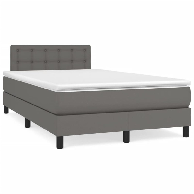 Sommier à lattes de lit avec matelas gris 120x190 cm similicuir 