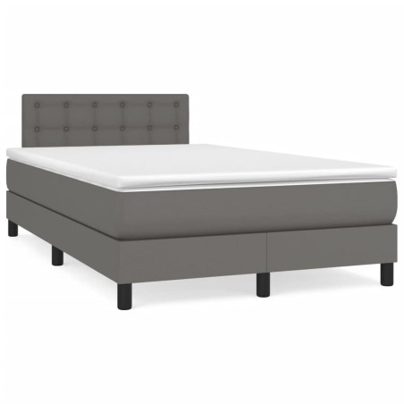 Sommier à lattes de lit avec matelas gris 120x190 cm similicuir 