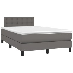 Sommier à lattes de lit avec matelas gris 120x190 cm similicuir 