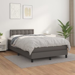 Sommier à lattes de lit avec matelas gris 120x190 cm similicuir 