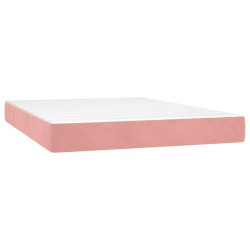 Sommier à lattes de lit avec matelas Rose 140x190 cm Velours 