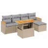 Salon de jardin avec coussins 6 pcs beige résine tressée 