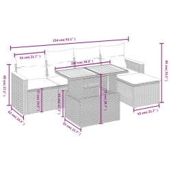 Salon de jardin avec coussins 6 pcs beige résine tressée 
