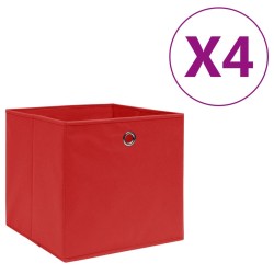 Boîtes de rangement 4 pcs Tissu intissé 28x28x28 cm Rouge 