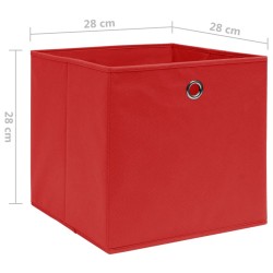Boîtes de rangement 4 pcs Tissu intissé 28x28x28 cm Rouge 
