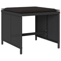 Ensemble à manger de jardin 9pcs coussins noir résine tressée 