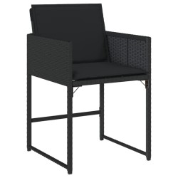 Ensemble à manger de jardin 9pcs coussins noir résine tressée 