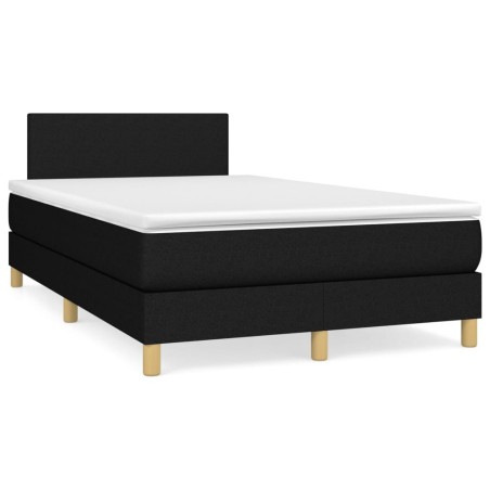 Sommier à lattes de lit avec matelas noir 120x190 cm tissu 
