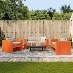 Salon de jardin 2 pcs cire marron bois de pin massif 