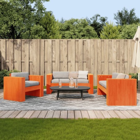 Salon de jardin 2 pcs cire marron bois de pin massif 