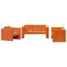 Salon de jardin 2 pcs cire marron bois de pin massif 