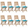 Chaises pliables de jardin lot de 8 avec coussins Bois d'acacia 