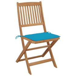 Chaises pliables de jardin lot de 8 avec coussins Bois d'acacia 