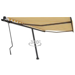 Auvent manuel rétractable sur pied 400x300 cm Jaune et blanc 