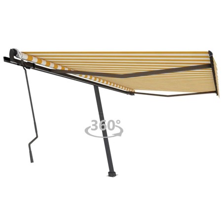 Auvent manuel rétractable sur pied 400x300 cm Jaune et blanc 
