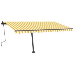 Auvent manuel rétractable sur pied 400x300 cm Jaune et blanc 