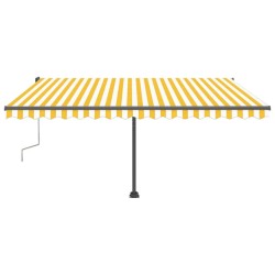 Auvent manuel rétractable sur pied 400x300 cm Jaune et blanc 