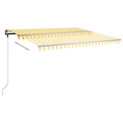 Auvent manuel rétractable sur pied 400x300 cm Jaune et blanc 