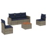 Salon de jardin 6 pcs avec coussins gris résine tressée 