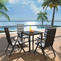 Ensemble à manger d'extérieur 5pcs avec coussins Aluminium Noir 