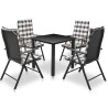 Ensemble à manger d'extérieur 5pcs avec coussins Aluminium Noir 